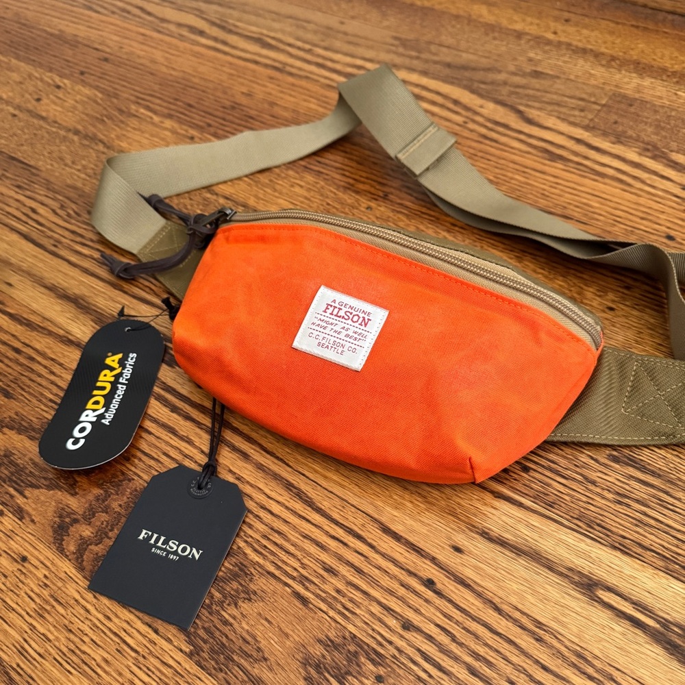 NWT Filson Surveyor Flame Tan Waxed Crossbody Waist Sling Pack Cordura Nylon